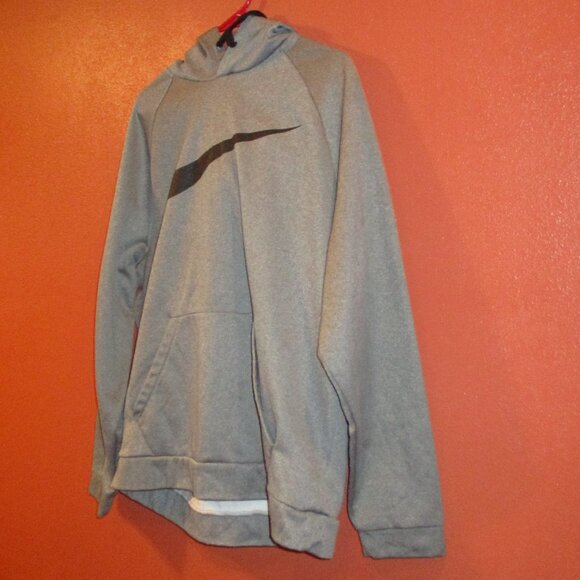 Nike Men X Large Gray Black Graphic Swoosh Warm Long Sleeve Pullover Hoodie - Picture 4 of 10